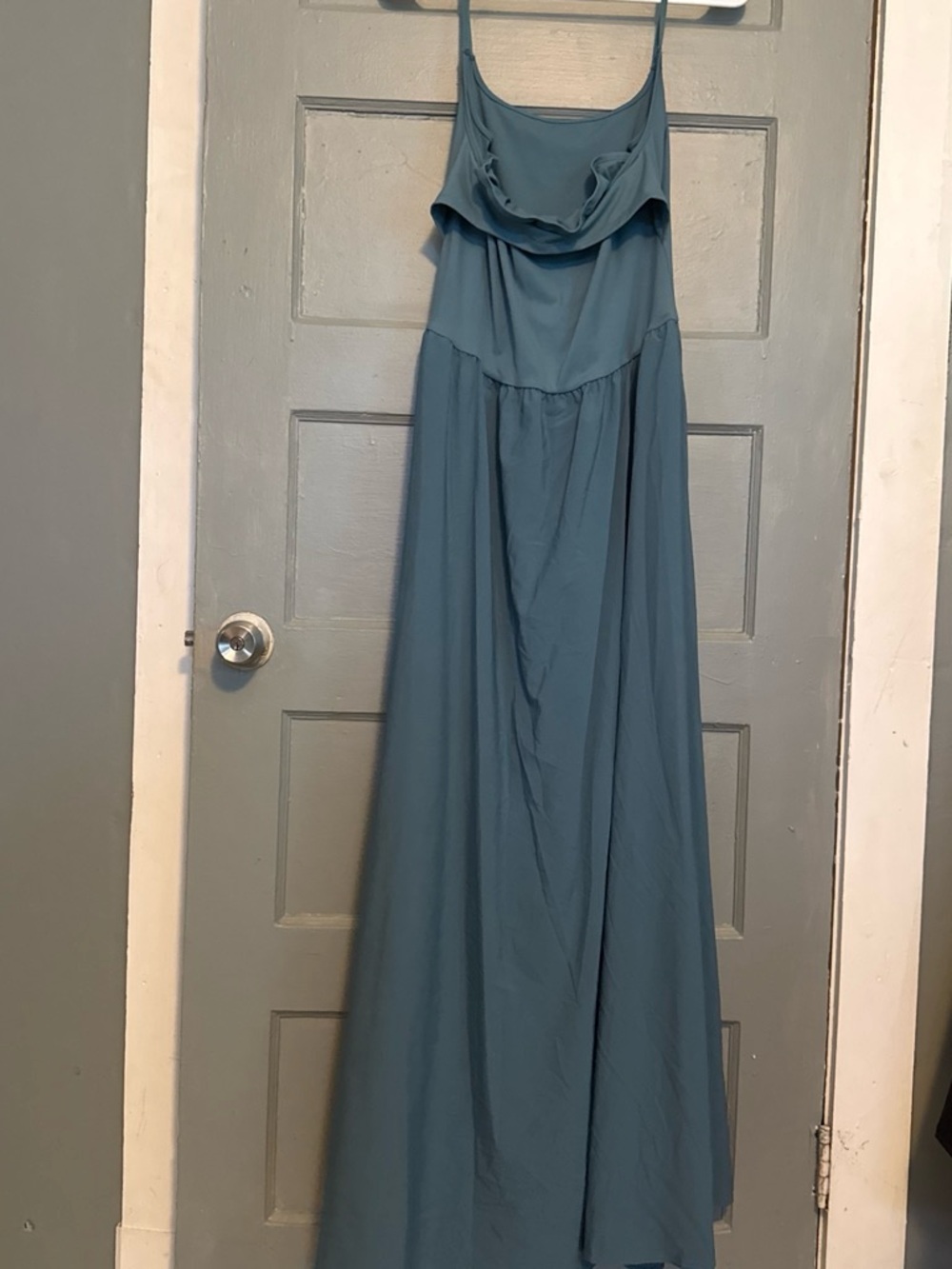 HALARA Teal Maxi Dress with Draped Cowl Neck
